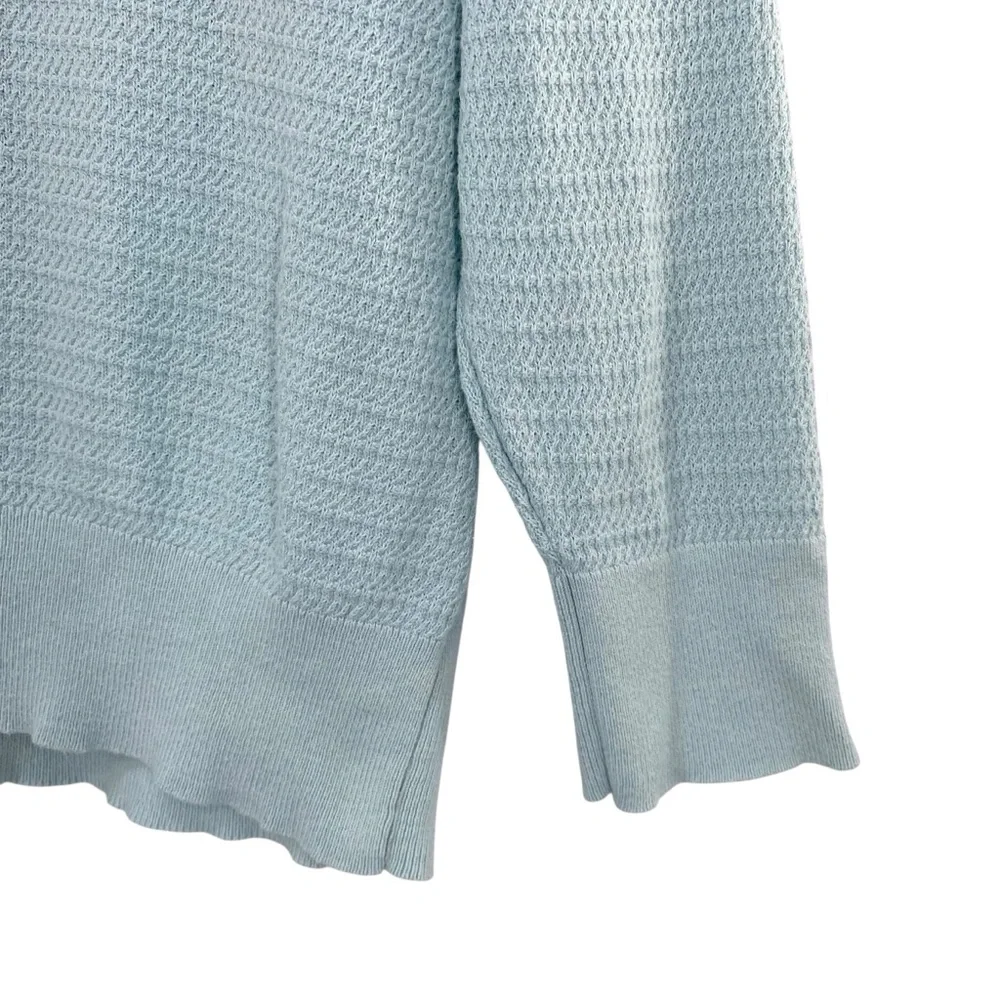 Loft Blue Green Knit V-Neck Lightweight Cotton Sweater - Picture 2 of 8